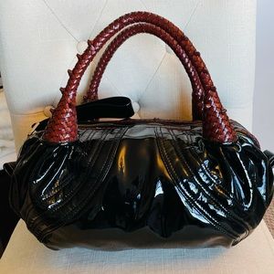 Vintage Ashneil Black Patent Leather Satchel